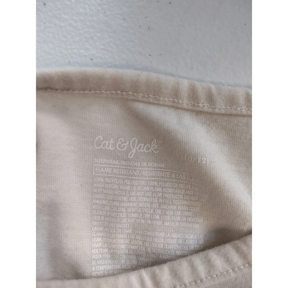 Cat & Jack Kids Girls Daisy Smiley Face Pajama Set Cream Black‎ Size L 10/12